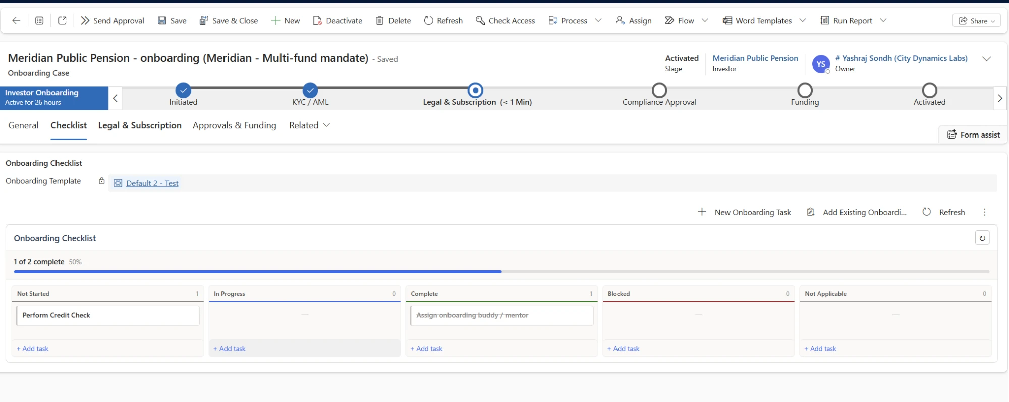 Investor onboarding case in Dynamics 365