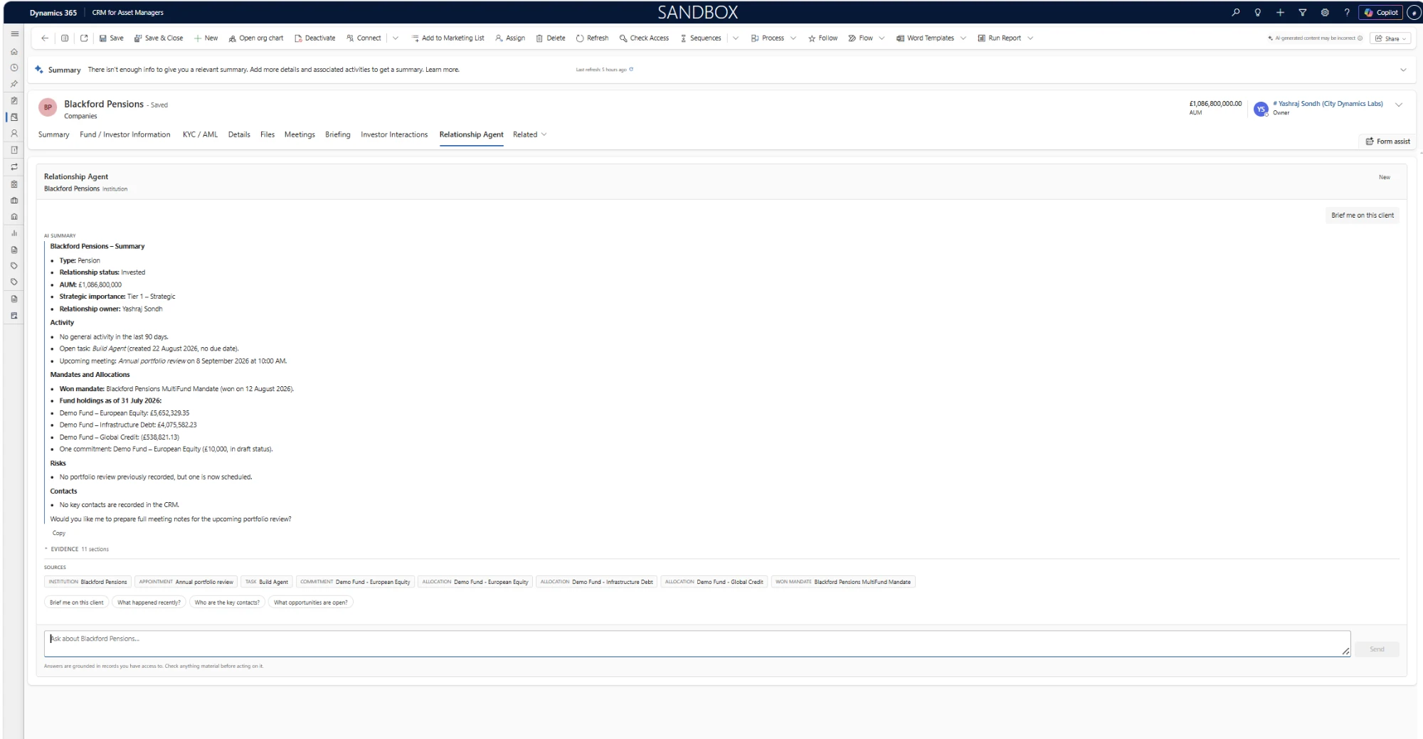 Asset Management Agent in Dynamics 365
